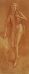 Női akt (vörös kréta)