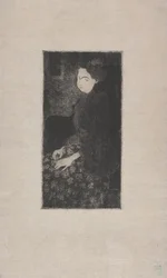 Femme assise avec chapeau a plumes (Ülő nő tollas kalapban) 1893 körül (rézkarc, szárazhús és stipple)
