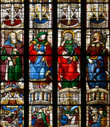 Noé, Ezechiel, Szent Péter, az Erithres szibillája - Ólomüveg a Mária Szíve kápolnában, Arnaud de Moles (1470-1520) 1513-ban elkészült - Cathedrale Sainte Marie d