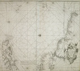 Jacob Colom "Atlas of werelts-water-deel en des selfs zee-custen" című művébe bekötött brazil térkép.