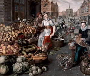 Gyümölcsöt és zöldséget árusító nő, 1590 körül