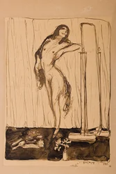 Női akt, 1910 körüli évek (rajz)