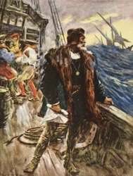 Kolumbusz utazása, illusztráció a „This Country of Ours, The Story of the United States” című művéből, H.E. Marshall
