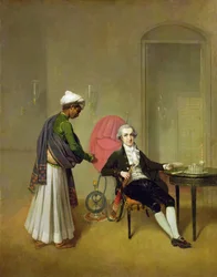 Egy úriember, esetleg William Hickey és indiai szolgája, 1785 körül (olaj, vászon)