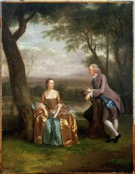 Egy pár portréja, valószínűleg Daniel és Mary Swaine a Leverington Hallból, Ely-sziget, Cambridgeshire, 1753 körül