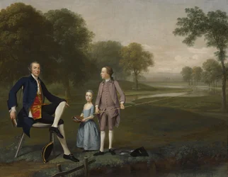 Richard Moretan, Esq. Tackley unokaöccsével és unokahúgával, John és Susanna Weylanddal, 1757