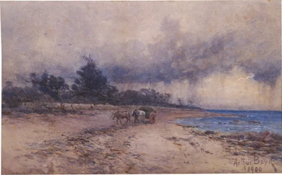 nem címmel (hínárgyűjtés a vihar előtt, Sandringham strand)