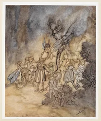 IV. FELvonás: I. jelenet, 138. sor Lépj be bizonyos Reaperekbe, megfelelően szokva. Juno és Ceres elküldi Irist, hogy hozzon néhány nimfát és aratót, hogy táncoljanak egy country táncot.