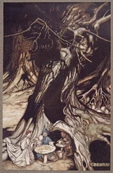 A vajat öreg fák gyökereiből nyerik, a Kensington Gardensben található Peter Pan-től, J M Barrie (1860-1937), pub. 1906