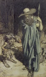 Törpe és nő, Wagner nibelungok gyűrűjéből, 1911 (wc, toll és tinta)