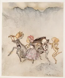 Mindegyik, megbotlik a lábujjában, felmosóval és kaszálóval lesz itt, William Shakespeares illusztrációja: A vihar, kocsma. 1926