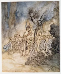 Lépjen be bizonyos aratók, megfelelően lakott, illusztráció William Shakespeare: A vihar, kocsma. 1926