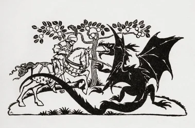 George és a sárkány. Az F.A. Steel által újra elmondott English Fairy Tales, Arthur Rackham illusztrációival, 1927-ben megjelent könyvéből.
