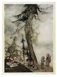 A fenyő és a kocsány, illusztráció az „Aesopus Fables”-ből, kiadó: Heinemann, 1912