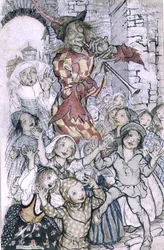 The Pied Piper of Hamelin, illusztráció Robert Browning (1812-89) verséhez, pub. 1934 (toll és tinta, akvarell, papír)