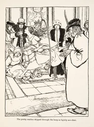 A csinos leányzó olyan könnyedén ugrott át a karikán, mint egy szarvas, a Little Brother & Little Sister és a Grimm testvérek más meséiből, pub.1917 (litho)