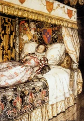 Az alvó hercegnő, Arthur Rackham illusztrációja Charles Perrault "Csipkerózsika" című meséjéhez
