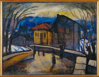 Street in a Swiss village (festmény vászonra)