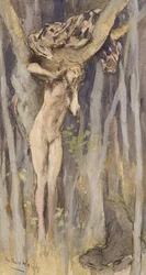 Hamadryad - Spirit of a Tree, 1890 körül (pasztell, ceruza és akvarell papíron)