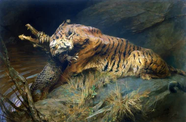 Tigris és krokodil (olaj, vászon)