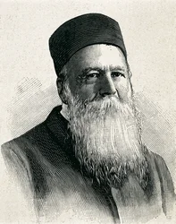 DUNANT, Henri (1845-1923). A Vöröskereszt alapítója (1863). Nobel-békedíj 1901-ben. Portré. Metszet.