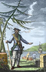 Edward "Feketeszakáll" Teach (1680) - 1718) - Edward Teach (Thatch) dit Barbenoire (Feketeszakáll vagy Feketeszakáll vagy Feketeszakáll) kapitány.