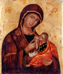Ikon: "Szűz és gyermeke" Névtelen fafestmény. Santa Maria delle Grazie al Trionfale templom, Róma.