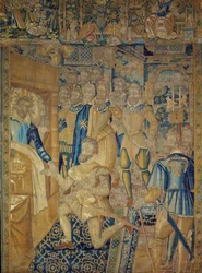 III. Henrik király (1551-1589) a halálos ágyán, akit Jacques Clément szerzetes gyilkolt meg 1/08/1589-án