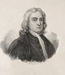 Newton, Sir Isaac (1642-1727). Angol matematikus, fizikus és csillagász; GUADAGNINI, Gaetano (1800-1860). Olasz metsző. Isaac Newton portréja, Gaetano Guadagnini munkája. Metszet. OLASZORSZÁG. LOMBARDY. Milánó. Civica Raccolta delle Stampe "Achi".