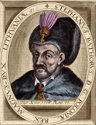 Báthory István lengyel király, erdélyi fejedelem (1532-1586) portréja - I. Báthory István (1533-1586). Lengyelország királya (1575-1586). Metszet.