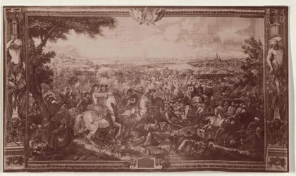 Bécs domborműve az 1683-as Gobelin faliszőnyegen a bécsi Hofburg palota "Ritterstube"-jában.