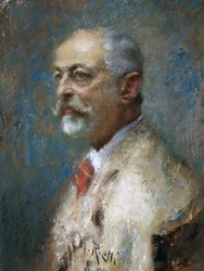 Giuseppe Sartorio olasz szobrász (1844-1922) portréja, Arturo Rietti (1863-1943), olaj, vászon. Olaszország, XX. század.