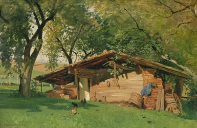 Egy kunyhó Chiemsee-ben, 1872 (olaj a kártyán)