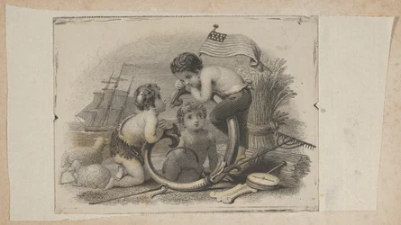 Bankjegymatrica három puttival, mint juhász, földműves és tengerész, kb. 1824-37.