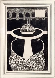 Fejezetcím két páva ábrázolásával egy szökőkutas kertben, kb. 1893/4