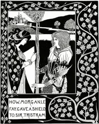Hogyan adott Morgan le Fay pajzsot Sir Tristramnak, illusztráció Sir Thomas Malory „Le Morte d