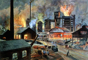 Metalworking factory in Germany, c.1890 (illustration)