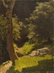 Park táj kerti ösvényekkel (olaj, vászon)
