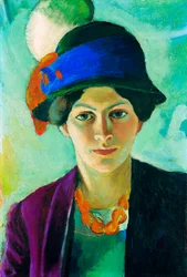""A művész feleségének portréja kalappal" (Művész felesége kalappal) August Macke (1887-1914) festménye