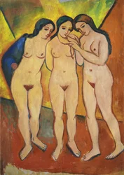 Három akt, narancssárga és piros, 1912