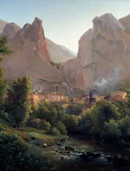 Moustiers Sainte Marie falu (Moustiers Sainte-Marie) Részlet. Auguste Bec (1797-1874) festménye 19. századi Aix en Provence, Musee Granet