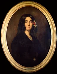 George Sand (Aurore Dupin, Baronne Dudevant) (1804-1876) portréja 1832-ben. Auguste Charpentier (1813-1880) festménye Paris Musee Carnavalet