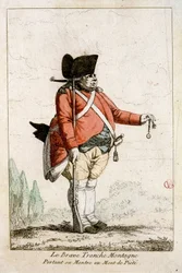 A bátor Szelet-hegy, aki karóráját viseli a Piety Mountain-nál. „Az 1790-1793-as forradalom korabeli viseletek” c. Mr. Guillaumot Jr. színes vizei.