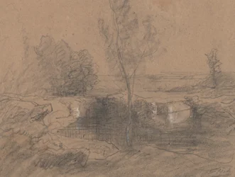 Táj, 1853-65 körül (ceruza és mosás papíron)