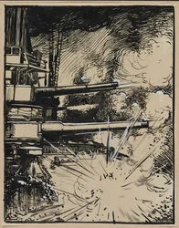 Bomba felrobban egy éghajlaton, ágyúkkal célzott, 1914.