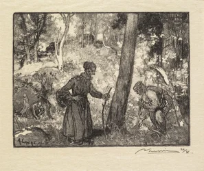 Fontainebleau-i erdő: Gombavadászok a Rocher Bernard La Forêt de Fontainebleau-ban..., 1890.