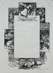 Párizsi Almanach, 1897: Díszítő szegély, tél, 1897.