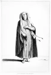 Egy imához öltözött francia zsidó férfi, illusztráció a Dictionnaire Historique de la Bible-ből, 1722