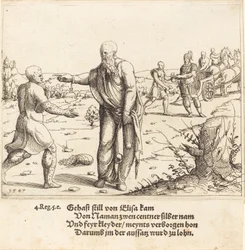 Elizeus megbünteti Géházit Naamán leprájával, 1547.