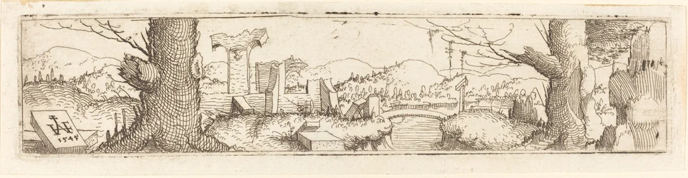 Táj patakkal és romokkal, 1545.